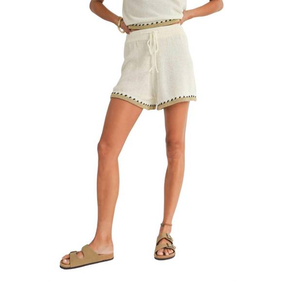 SAGE THE LABEL Pants - NEW SAGE THE LABEL rhode knit shorts in off white